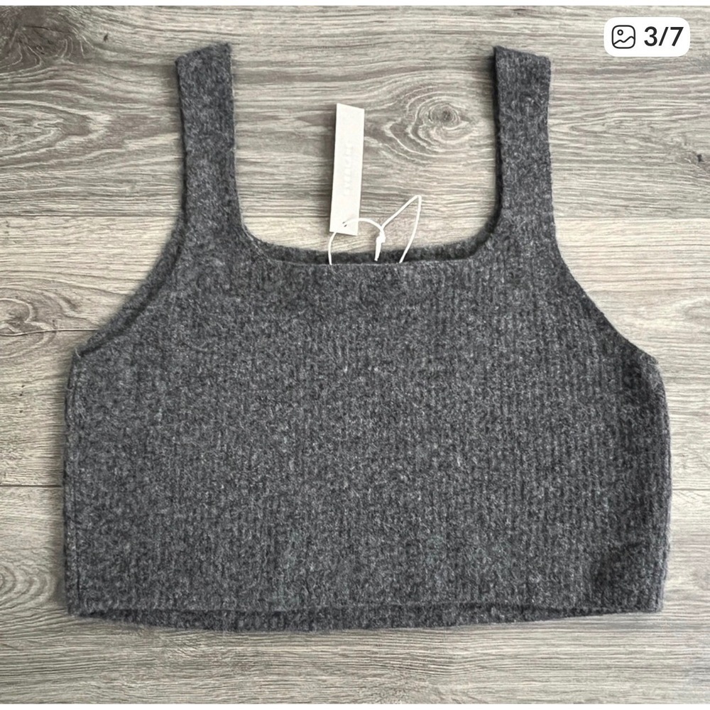 Yak Wool Blend Everlane NWT The Cozy Stretch Cropped Tank in Gray Size XS Soft - Picture 3 of 4